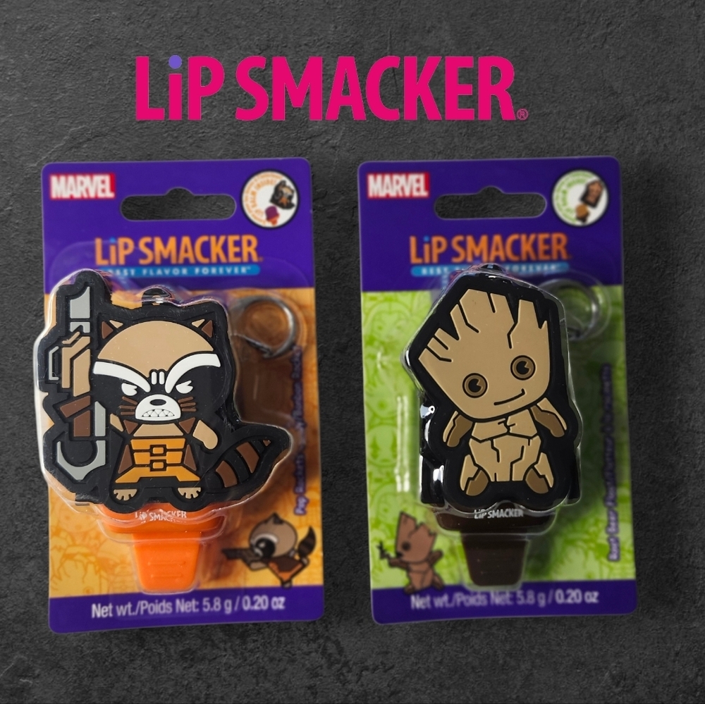 🆕️ LIP SMACKER x MARVEL Groot & Rocket Key Chain Lip Balm